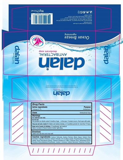 Box Label (Dalan Antibacterial Soap Ocean Breeze 90g Box)